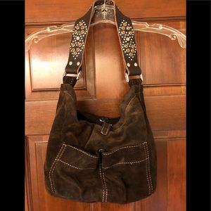 Tylie Malibu Chocolate Rhinestone Suede Purse